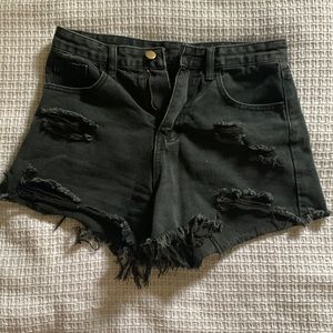 Black Ripped Jeans Shorts Shein Size S 